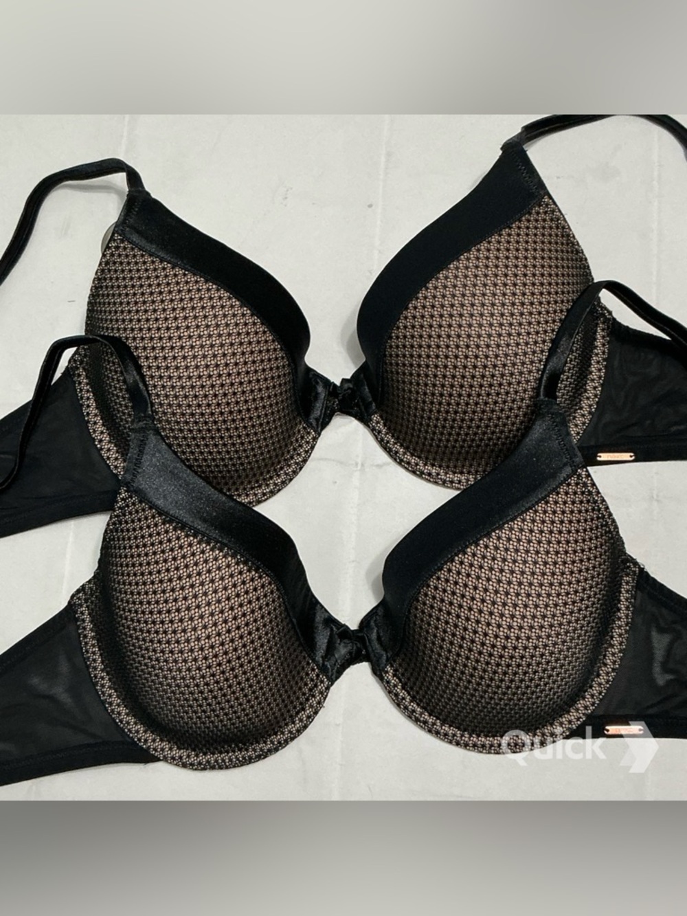 New Next Black / Beige Polka Dots Mesh Bras - 2 pcs set